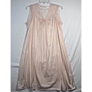 Nylon Nightgown Lace accent VTG 80's‎ Pajamas Medium Peach by Cat Naps Babydoll